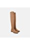 Women's Tan Square-Toe Over-The-Knee Stretch Boots