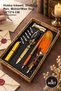 5 Pieces Vintage Inkwell and Seal Set – Inkwell, Dip Pen, Seal/Wax Seal, 24*13*4 cm