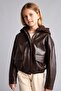 Faux Leather Hooded Coat Girls (26 Au)