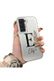 Samsung Galaxy S22 Compatible Silicone Edge Hard Back Case Letter E Patterned Lover Couple Phone Case
