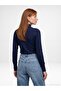 10877 Basic Stand Collar Buttoned Sweater-Navy Blue - 2