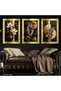 White Flower Lion and Plant in a Vase 3-Piece Plexi Mirrored Table - 4