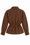 Beige Suede Jacket with High Collar and Belt - 3