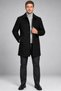 Men's Black Slim Fit Cashmere Coat Classic Collar Buttoned Short Cut Winter Coat - Coat - 3