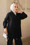 Black Zippered Corsman Cardigan and Trousers Knitwear Set - 4