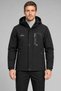 Men's Black Hooded Softshell Coat with Fur Inside, Water and Wind Resistant