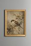 Sparrow on a Leafy Branch - Vintage Patterned Painting - Fine Model