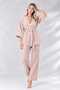 Kimono Double Set Waist-Tie Pants Elastic Waist Pockets Batwing Sleeves (3/4 Length) - 2