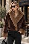 New Season Premium Quality Fur Collared Women's Jacket – Stylish Coat with Plush Textured Fur Cuffs - 3