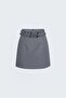 Houndstooth Patterned Mini Skirt - Blue - 3