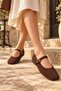 Fleur Hidden Heeled Single Strap Blunt Toe Flat Sole Casual Women's Mary Jane Flats - 5