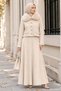 Fur Collared Puff Scuba Suit Cream Hm2968