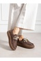 Aveli̇ne Brown Genuine Leather Lace-Up Women's Shoes - 5
