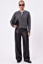 Women's Warm Soft Textured Basic Anthracite Knitwear Cardigan - 4
