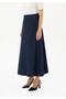 Maxi Size Chain-Detail Bell Polyviscon Fabric Skirt - 2