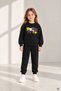 Black Girl's Tulip Embroidered Ribboned Crew Neck Tracksuit Set 24953
