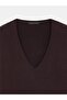 10879 V-Neck Wool Blend Sweater-Dark Brown - 7