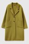 Women's Khaki Green Wool and Viscose Blend Double-Breasted Coat with Pocket Detail - 2