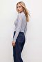 Women's Blue Stand Collar Lycra Lace Blouse Alc-X14522 - 4