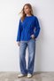 Women's Saks Crew Neck Double Cuffed Blouse with Tie Detail Alc-X14715 - 2
