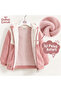 Girls' Hooded Plush Cardigan with Zipper Pockets Soft and Warm 3-8 - 5