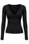 Women's 95% Cotton Front Gathered Finger Detail V-Neck Slim Ribbed Camisole Blouse - 3