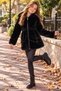Ss Gi̇yi̇m Girls' Black Plush Coat – Hooded Zippered Furry Winter Coat, Casual Children's Clothing - 2