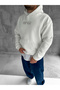 White Hooded Oversize Premium Simplicity Snake Print Sweatshirt - 4