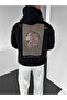 Black Hooded Oversize Premium Wolf Embroidered Sweatshirt - 3