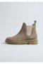 26K-001-25-100 Genuine Leather Ankle-High Boots with Two Elastic Panels for Women
