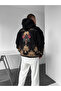 Black Hooded Oversize Premium Bee Embroidered Sweatshirt Swt-6424 - 2