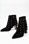 Women's Thick Striped Heeled Pointed Toe Studded Tasseled Suede Western Design Boots - 7