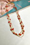 Gold Yellow Bead Detailed Multi-Row Chain Necklace (40cm) - 2