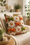 Decorative Floral Cushion Cover 43X43 cm Punch Look 3D Digital Printed Single Sofa Cushion Cover - Daisy Garden - 3
