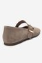 Jonas Mink Suede Genuine Leather Women's Ballerina Shoes with Belt - 6