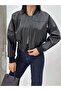 Veyra Cep Detail Crop Faux Leather Jacket Black - 3