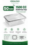 50 Pieces 1500 Cc Leak-Proof Transparent Pet Food Container Salad Appetizer Takeaway Container