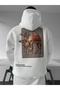 White Hooded Oversize Premium Camel Embroidered Sweatshirt
