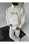 White Hooded Oversize Premium Embroidered Sweatshirt - 3