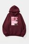 Unisex Soft Textured Pink Car Poster Printed Design Oversize 3 Thread Hoodie Sweatshirt
