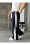 Straw Stripe Design Baggy Tracksuit W Navy Blue - 2