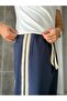 Straw Stripe Design Baggy Tracksuit W Navy Blue - 7
