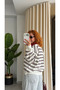 Premium Oversize Striped Polo Collar Sweater - 6