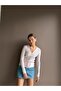 Front Buttoned Glittery V-Neck Cardigan - 2