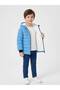 Boy's Waterproof and Windproof Fur Lined Hooded Coat with Plain Stripes - 2