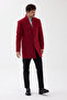 Pagano Men's Red Slim Fit Stand Collar Cashmere Coat - 3