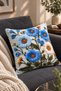 Decorative Floral Cushion Cover 43X43 cm Punch Look 3D Digital Printed Single Sofa Cushion Cover - Blue Spring - 2