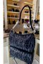 Imported Women's Suede and Stone Silver Pearl Handle Detailed Women's Bag 27378