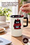 5 Pieces of Porcelain Mugs – Cute Cat Figured Design Mug with Lid and Straw, Cup, Decorative Beverage Cup
