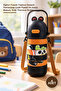 4 Pieces Children's Thermos Bottle – Educational Puzzle Patterned Stainless Steel Water Bottle with Straw and Strap, Kids Thermos Bottle